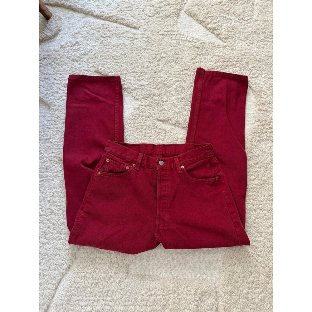 Vintage Feb99 Levi's 501 Crimson Red Jeans Made in USA